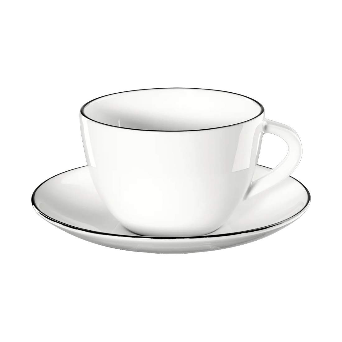 product image - Чашка із блюдцем ASA Selection À table, об'єм 0,21 л, білий з чорним