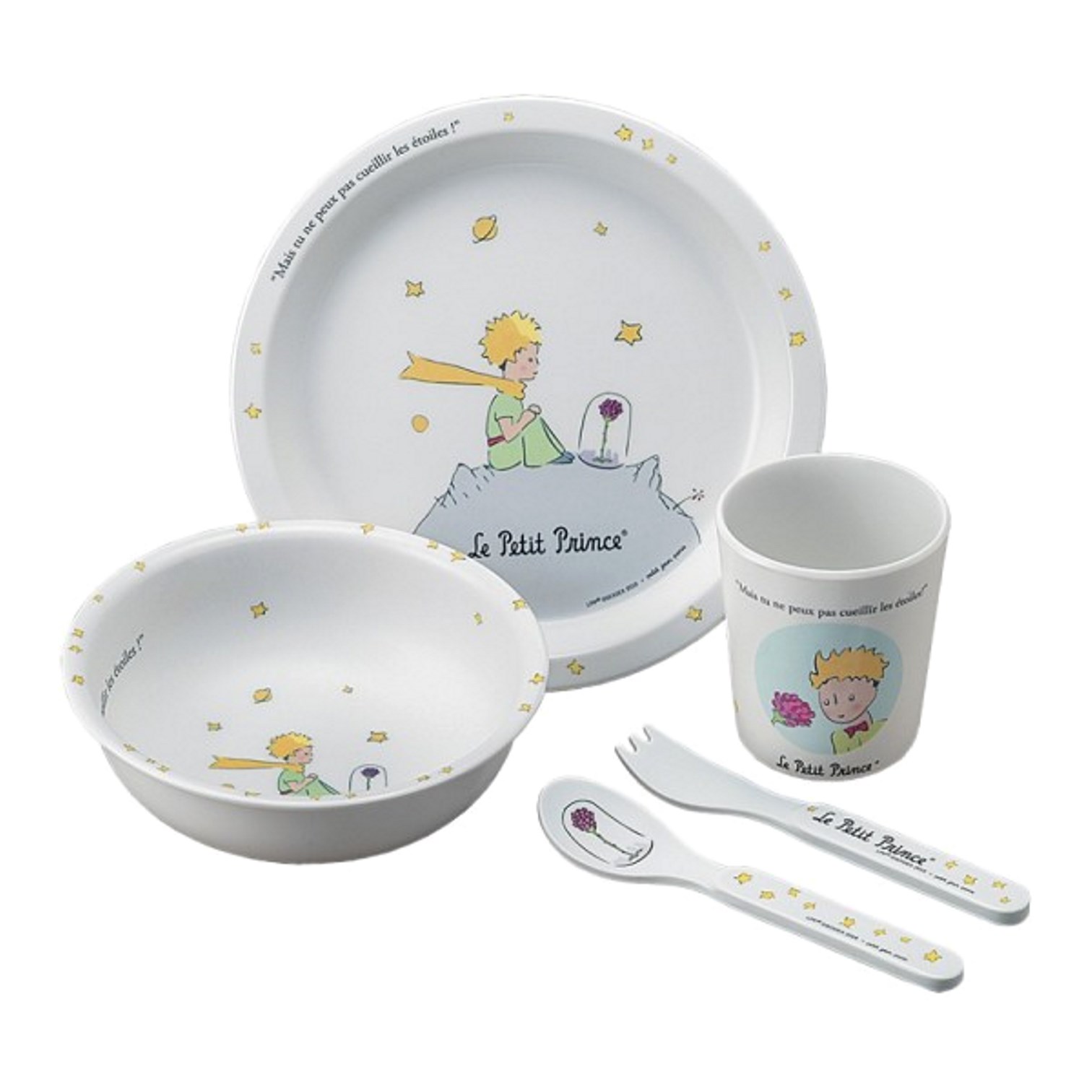 product image - Набір посуду дитячий Maison Petit Jour LE PETIT PRINCE, 19,5 х 19,5 х 8 см, 5 предметів