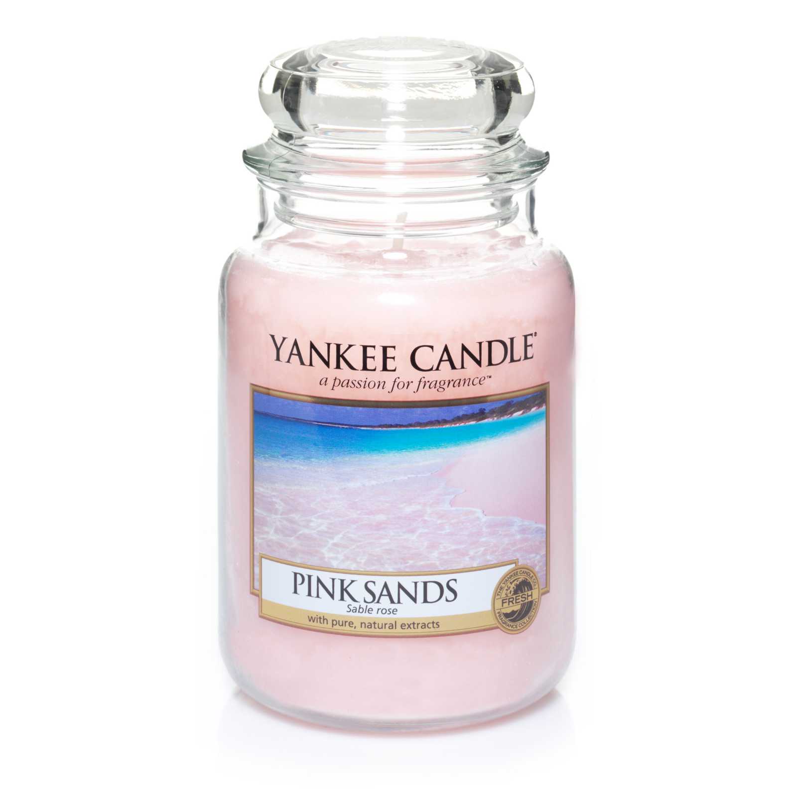 product image - Класична свічка у високій банці Yankee Candle PINK SANDS, з квітковим ароматом, бежевий