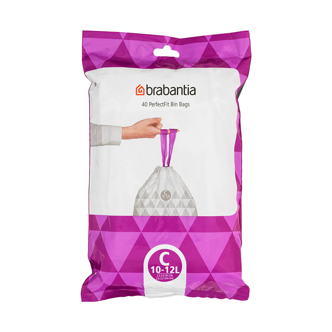 product image - Набір пакетів для сміття Brabantia "C", об'єм 10-12 л, 40 шт, біло-сірий