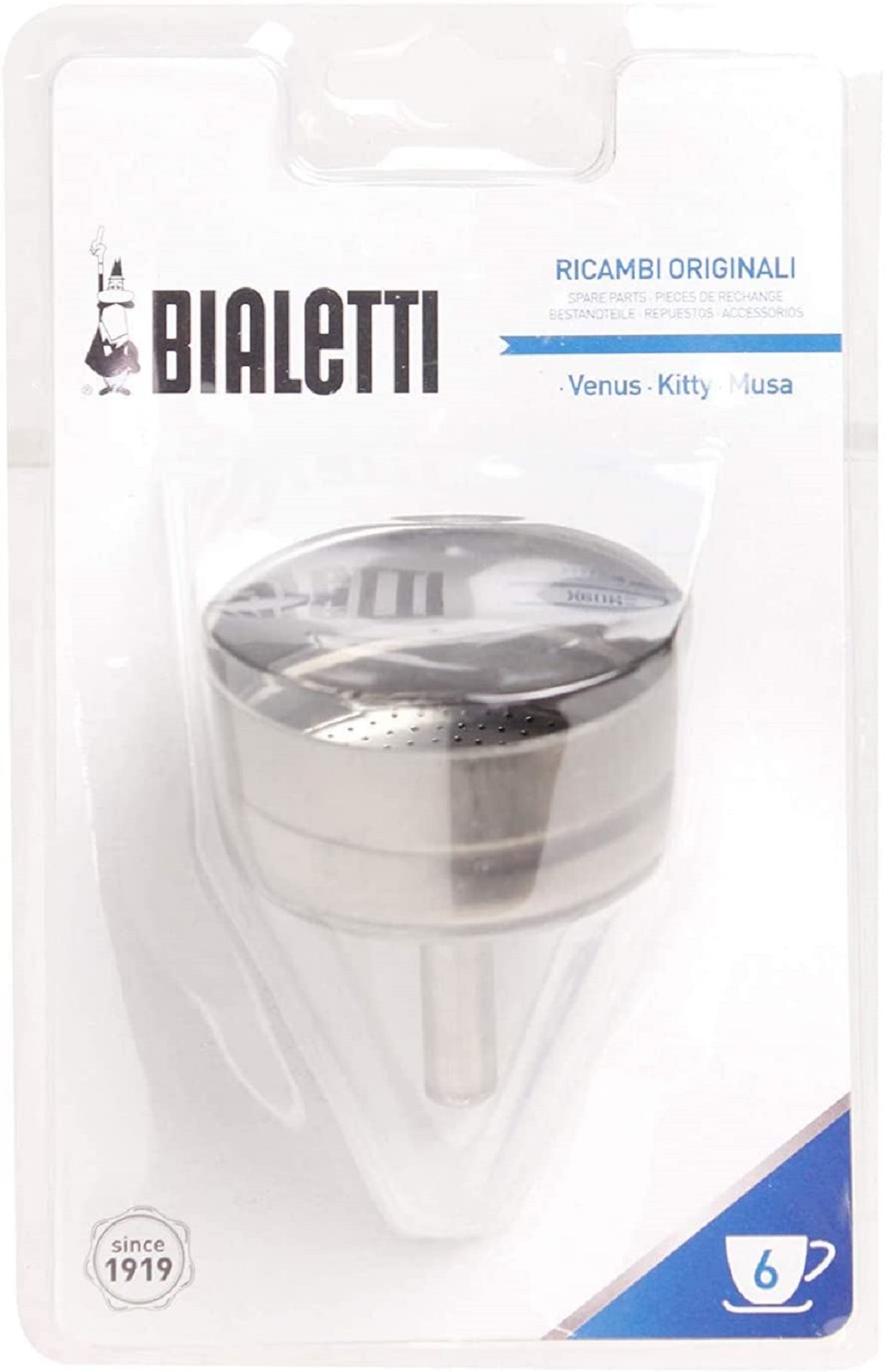 product image - Фільтр-лійка для кавоварок Bialetti VENUS/MUSA/KITTY/MIA на 6 чашок, сріблясто-сірий