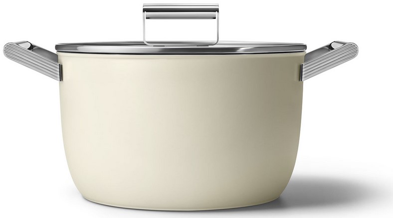 product image - Каструля з кришкою Smeg 50 STYLE, об'єм 7,7 л, діаметр 26 см, матовий кремовий