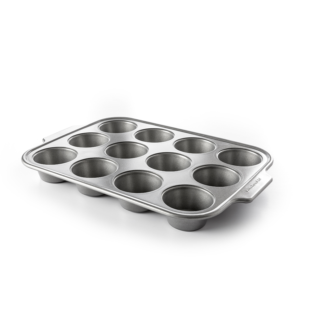 product image - Форма для випікання мафінів KitchenAid, на 12 порцій, Ш×ВxГ: 40,7см×28см×4см, сірий