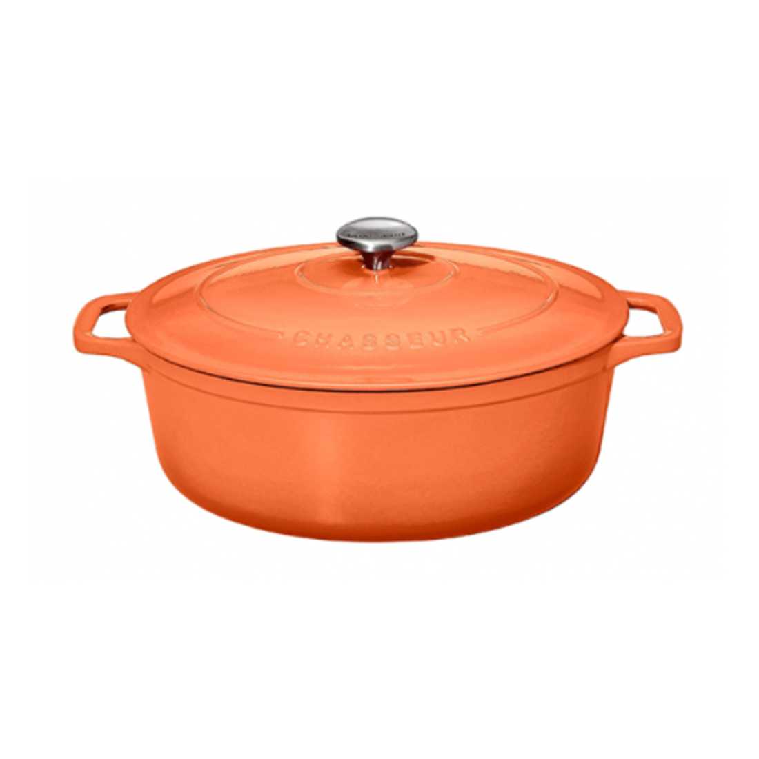 product image - Каструля з кришкою овальна Chasseur OVAL CASSEROLES, об'єм 5 л, діаметр 29 см, мандариновий