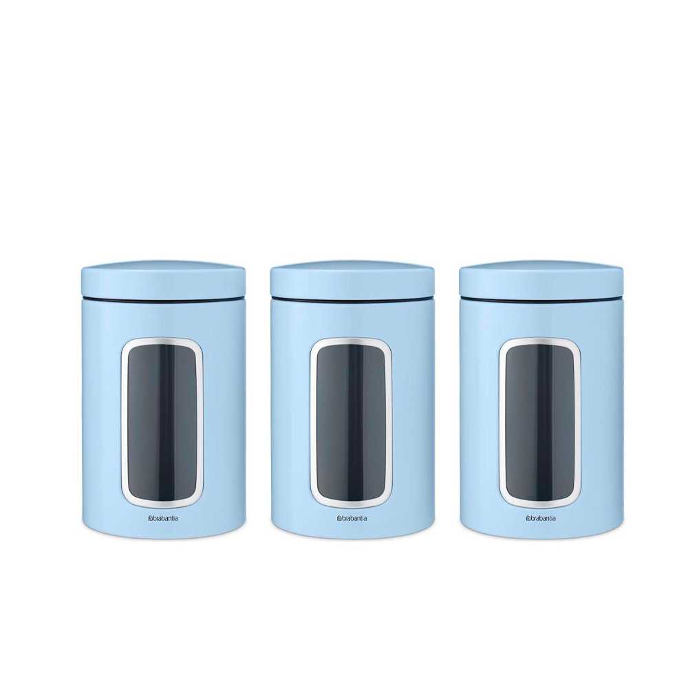 product image - Набір ємностей для зберігання сипучих продуктів Brabantia, об'єм 1.4 л, 3 шт, блакитний
