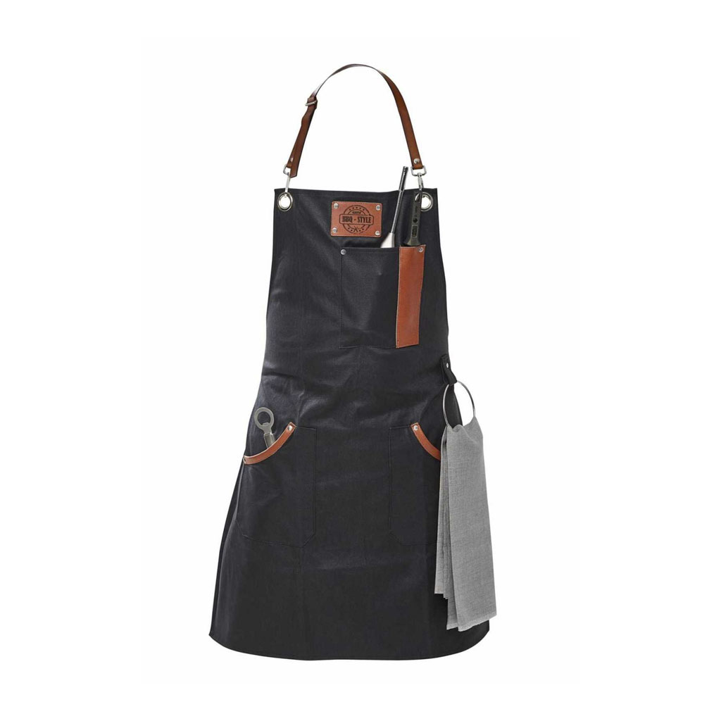 product image - Фартух для барбекю з петлею для рушника та тримачем для термометра Gefu, чорний