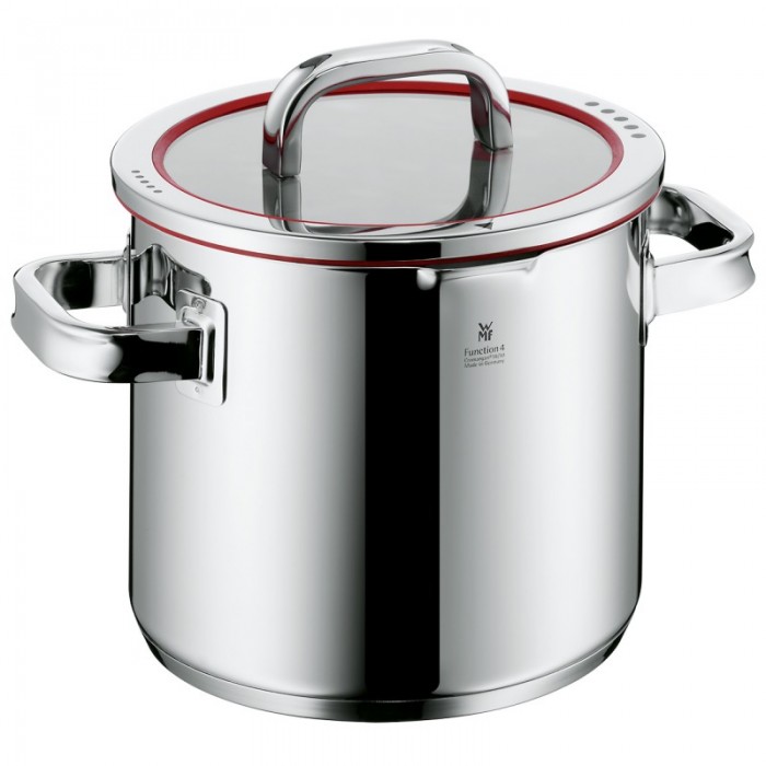 product image - Каструля висока з кришкою WMF FUNCTION 4, об'єм 5,3 л, діаметр 20 см, сріблястий з червоним
