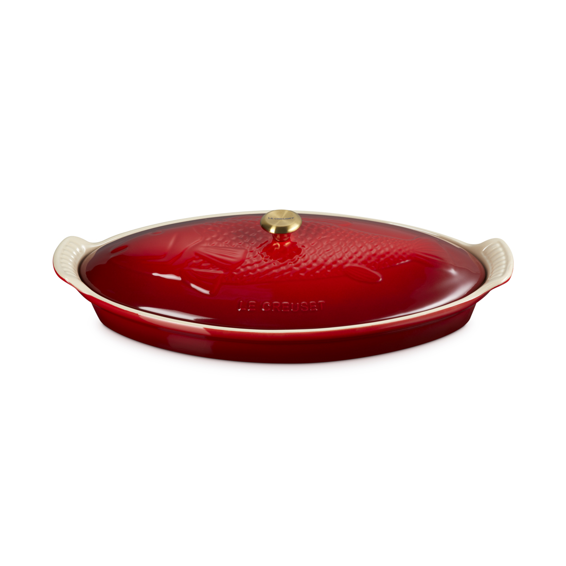 product image - Форма із кришкою для запікання риби Le Creuset Heritage Stoneware Fish Baker Red, довжина 34 см,  об'єм 1,6 л