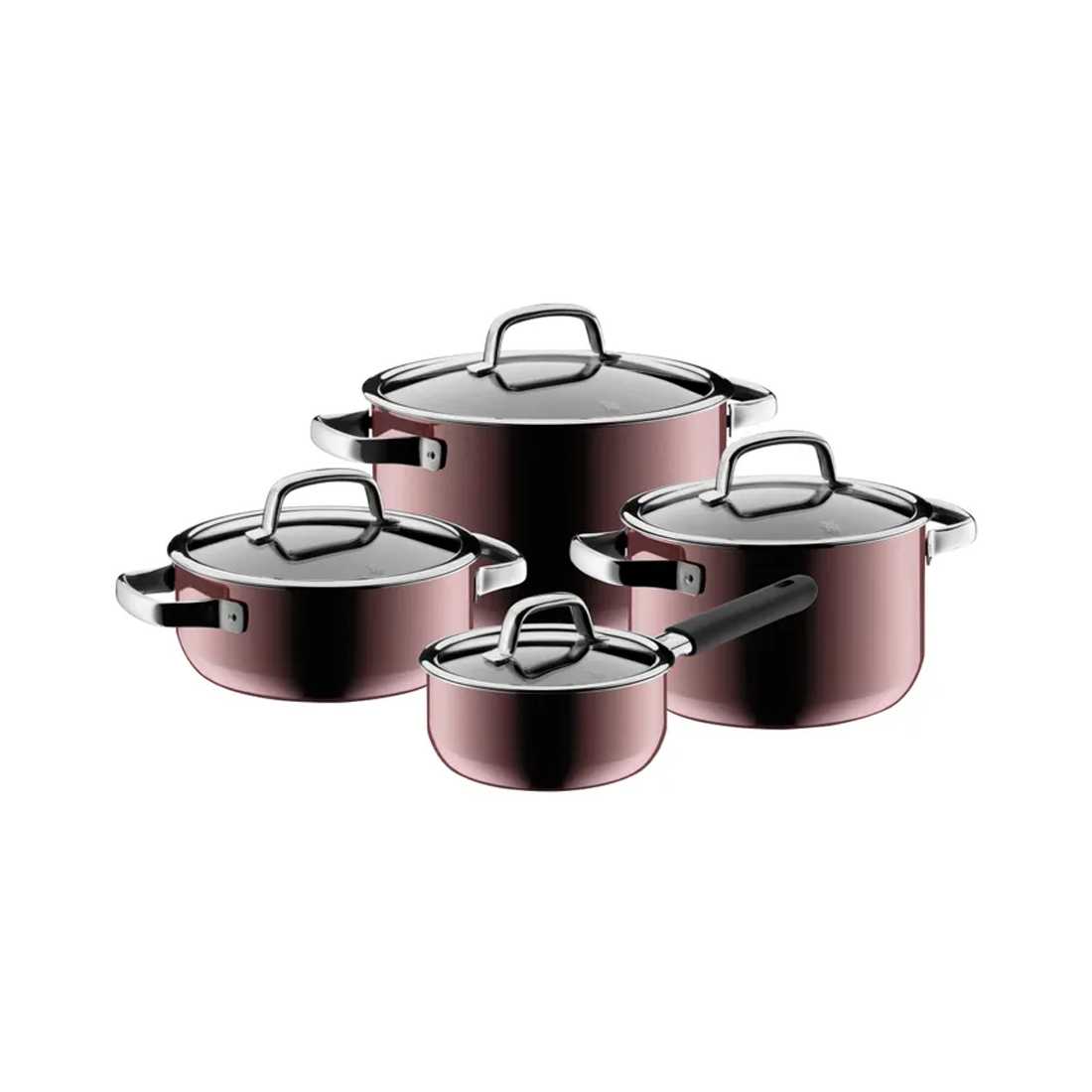 product image - Набір кухонного посуду WMF Fusiontec Mineral: 3 каструлі (2,4 л, 3,7 л, 6,4 л) і сотейник (1,3 л), з кришками, 8 предметів