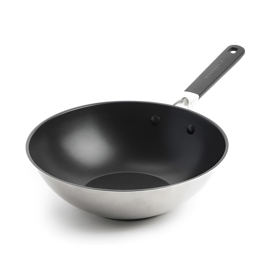 product image - Вок із антипригарним покриттям KitchenAid CSS, діаметр 28 см, сріблястий з чорним