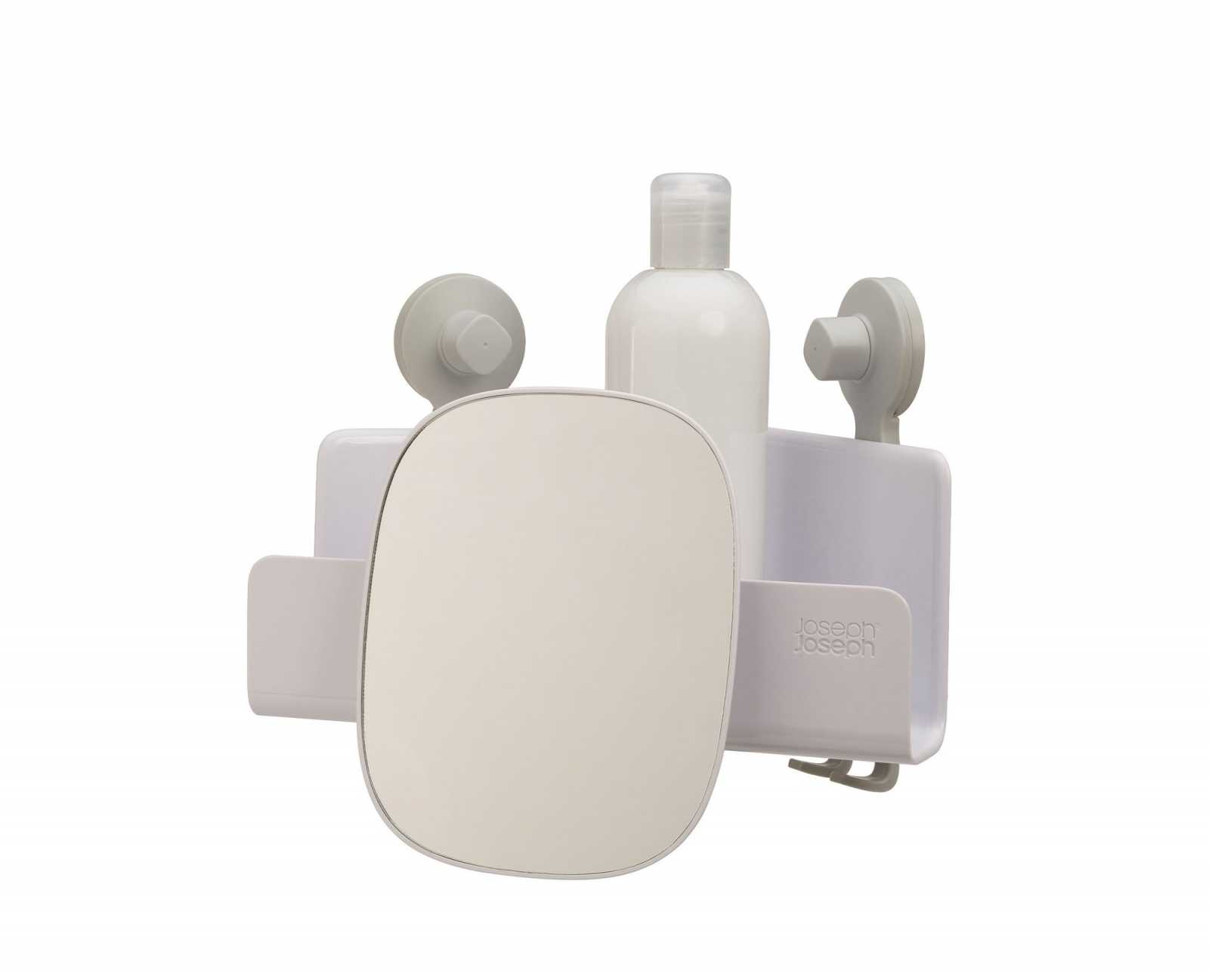 product image - Поличка для душових кабін з регульованим дзеркалом Joseph Joseph EASYSTORE, білий