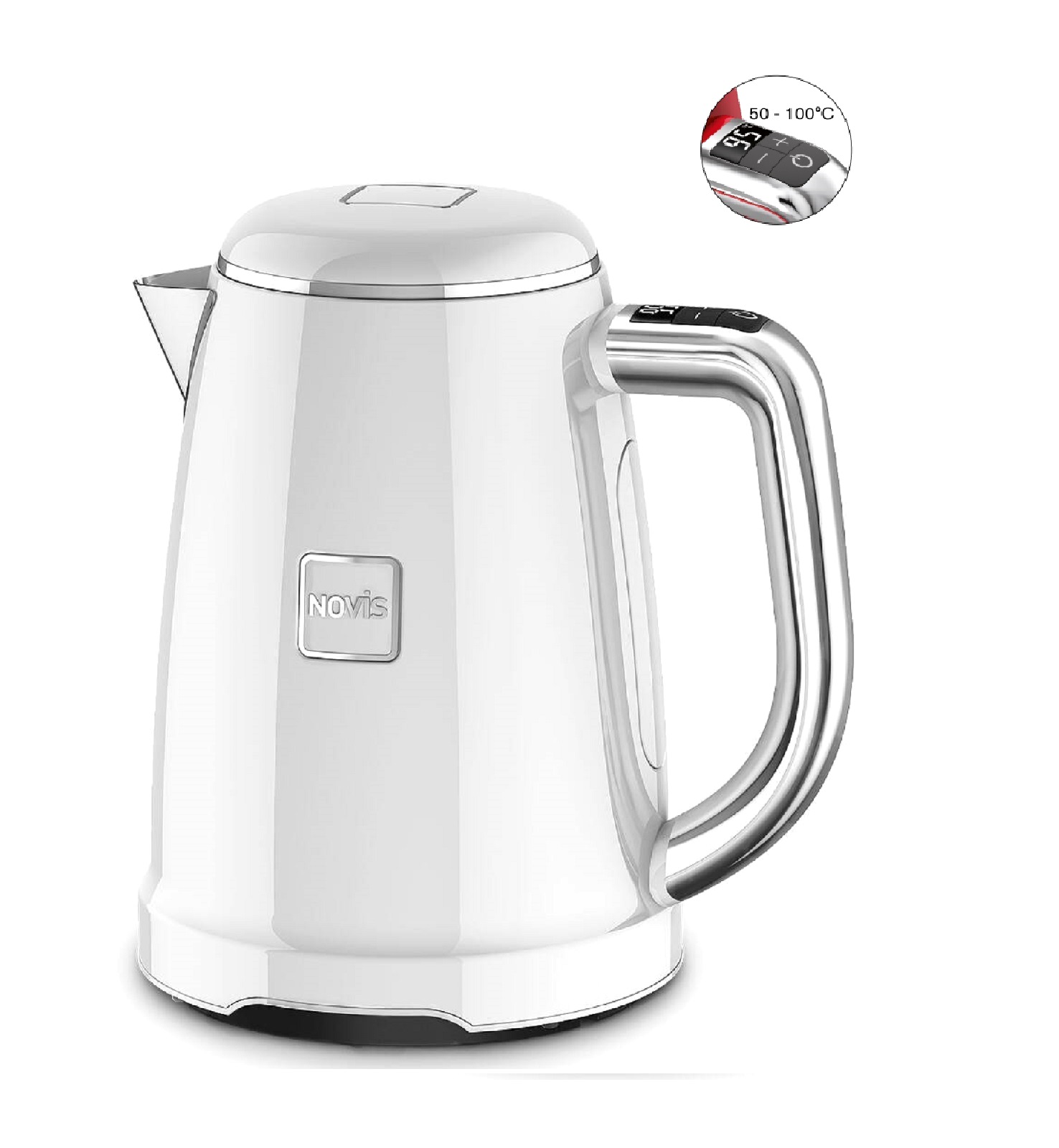 product image - Чайник електричний Novis Kettle KTC1, об'єм 1,6 л, білий