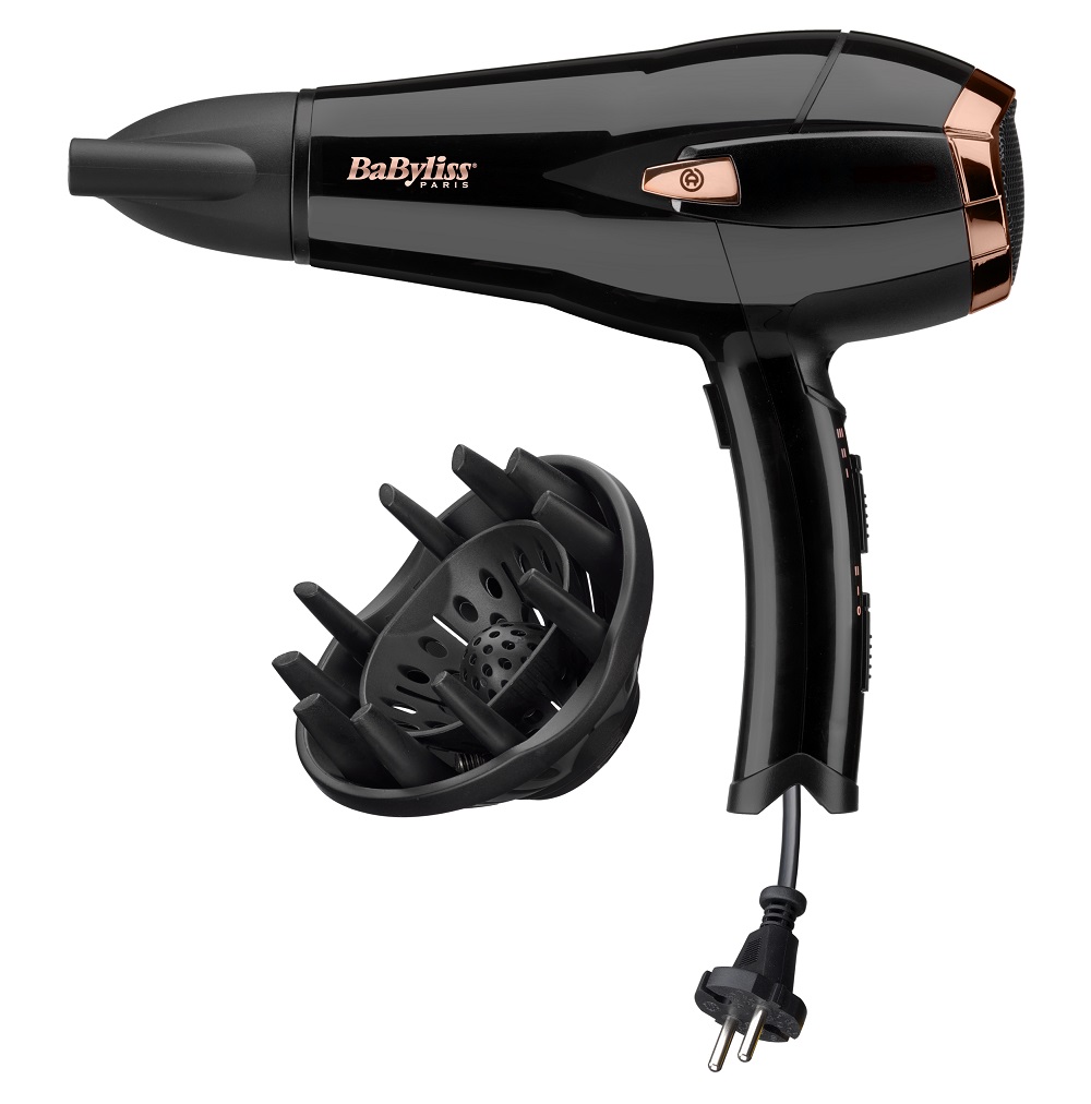 product image - Фен зі змотувальним шнуром Babyliss, чорний з мідним