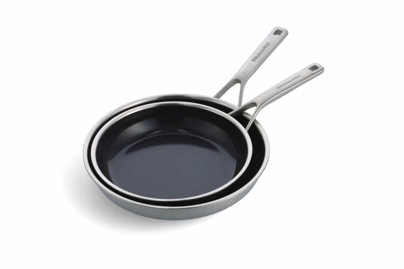 product image - Набор сковородок KitchenAid MSS, диаметр 24 и 28 см, серебристый с черным, 2 шт