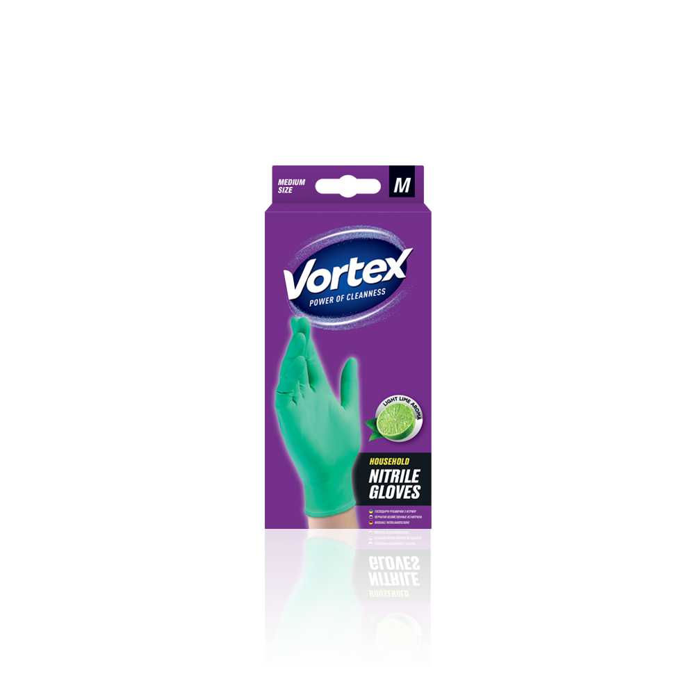 product image - Рукавички нітрилові Vortex, розмір М (з запахом лайма)