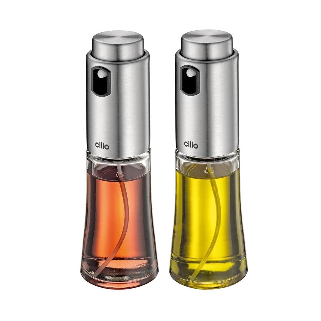product image - Набір ємностей для олії та оцту Cilio Bari, об'єм 0,08 л, прозорий з сріблястим, 2 шт