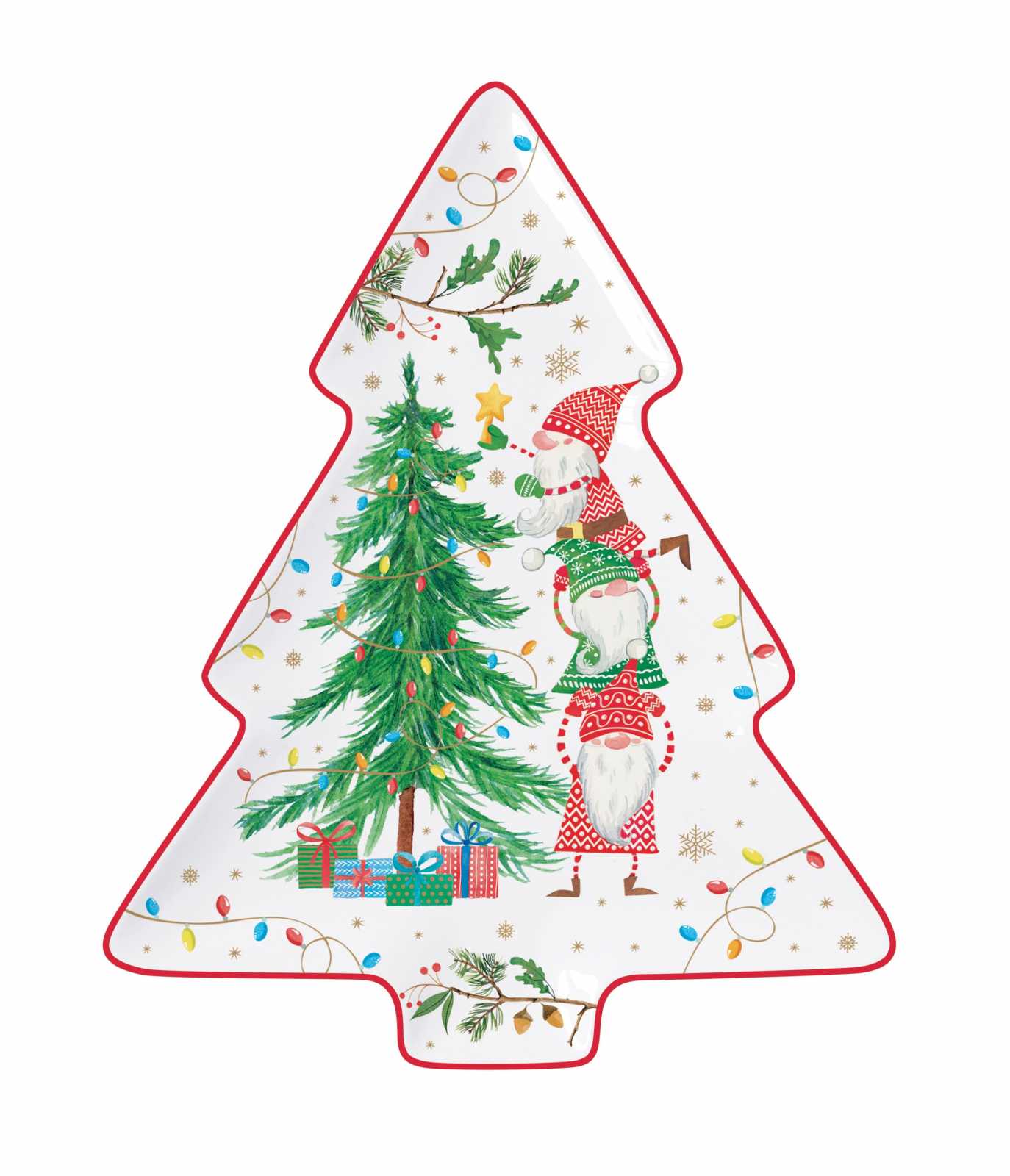 product image - Блюдо у формі ялинки Easy Life READY FOR CHRISTMAS, 25,5 х20, 5 см, білий з малюнком