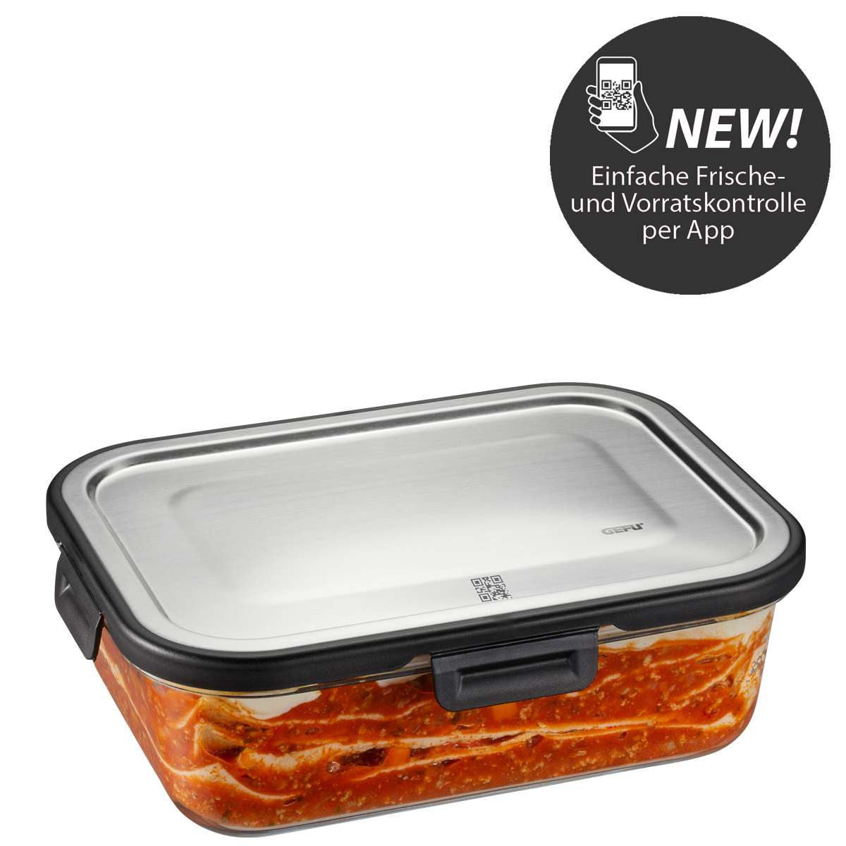 product image - Контейнер для зберігання продуктів GEFU MILO, розміри 23,2 х 17,6 х 7,5 см, об'єм 1,5 л, прозорий
